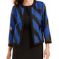Jaqueta feminina Kasper de organza com textura mista, azul, tamanho 10