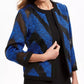 Jaqueta feminina Kasper de organza com textura mista, azul, tamanho 10