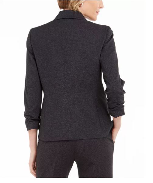 Blazer feminino Kasper com bolso e zíper, cor carvão, tamanho 4