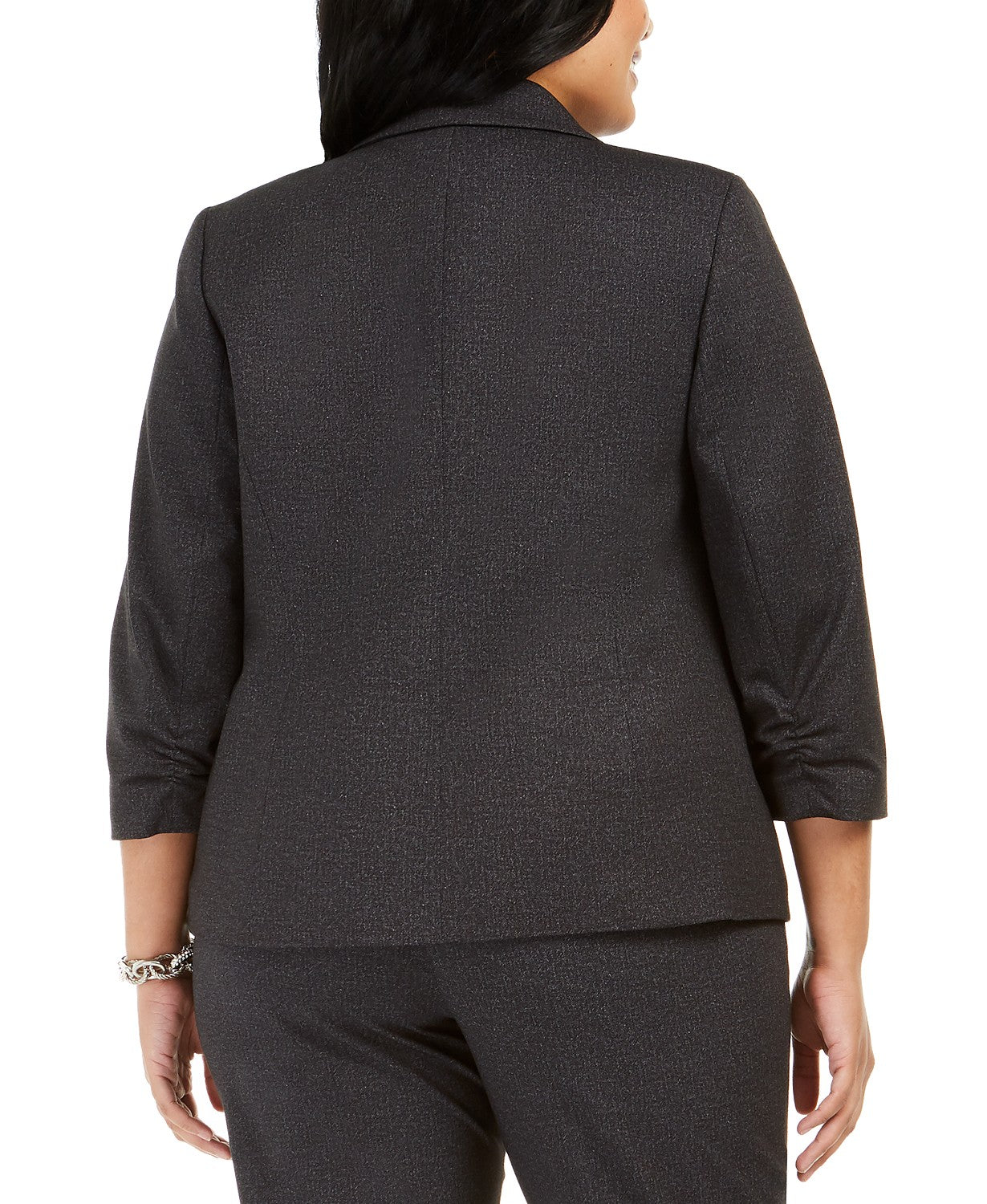 Blazer feminino plus size Kasper com um botão, cor carvão, tamanho 20