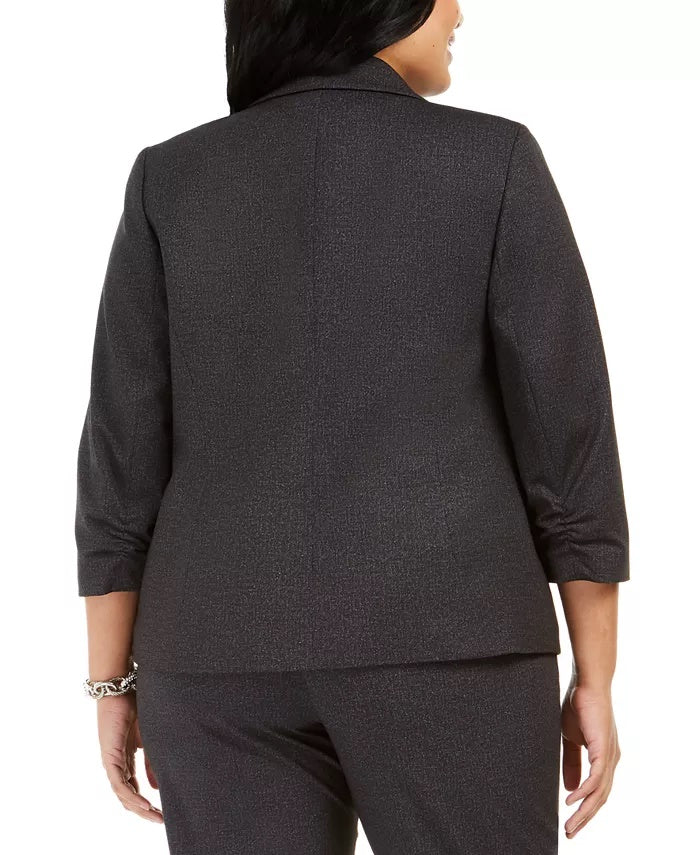 Blazer feminino plus size Kasper com um botão, cor carvão, tamanho 22