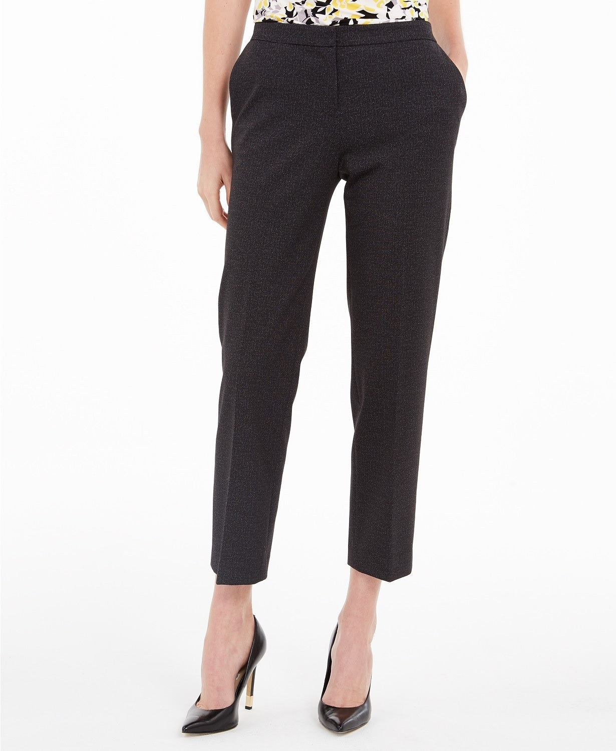 Calça social feminina Kasper com elástico nas costas, preta, tamanho 18