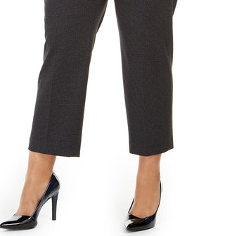 Calça feminina plus size Kasper com elástico nas costas, cor carvão, tamanho 14