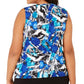 Blusa feminina Kasper Plus Size estampada com decote franzido, azul, tamanho XX-G