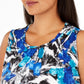 Blusa feminina Kasper Plus Size estampada com decote franzido, azul, tamanho XX-G