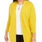 Cardigan Kasper Feminino Plus com Frente Aberta Amarelo Brilhante Tamanho 2X