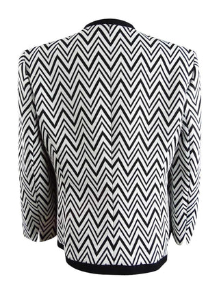 Jaqueta feminina Kasper Zig-Zag Knit Preta Tamanho 8
