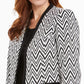 Jaqueta feminina Kasper Zig-Zag Knit Preta Tamanho 4