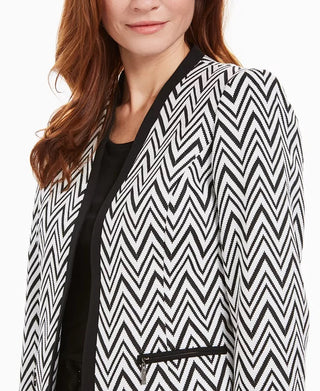 Jaqueta feminina Kasper Zig-Zag Knit Preta Tamanho 4