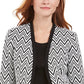 Jaqueta feminina Kasper Zig-Zag Jacquard de malha, tamanho 4, pequena, carvão