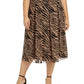 Anne Klein Saia plissada estampada plus size feminina, bege cáqui, tamanho 2X