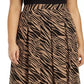 Anne Klein Saia plissada estampada plus size feminina, bege cáqui, tamanho 2X