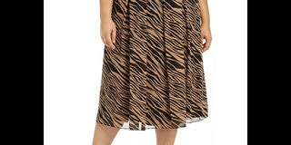 Anne Klein Saia plissada estampada plus size feminina, bege cáqui, tamanho 2X
