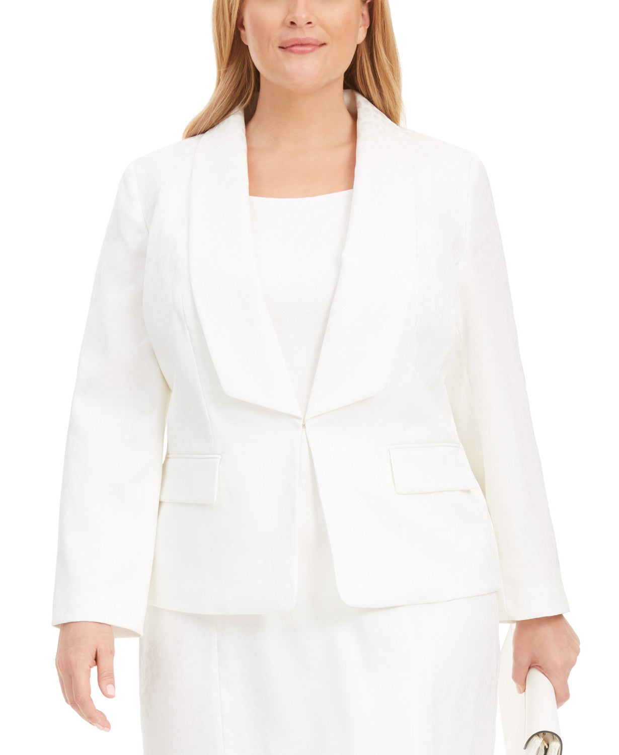 Blazer feminino plus size Kasper com gola xale e estampa animal em jacquard, tamanho natural 24W
