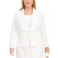 Blazer feminino plus size Kasper com gola xale e estampa animal em jacquard, tamanho Vanilla Ice, tamanho 14W