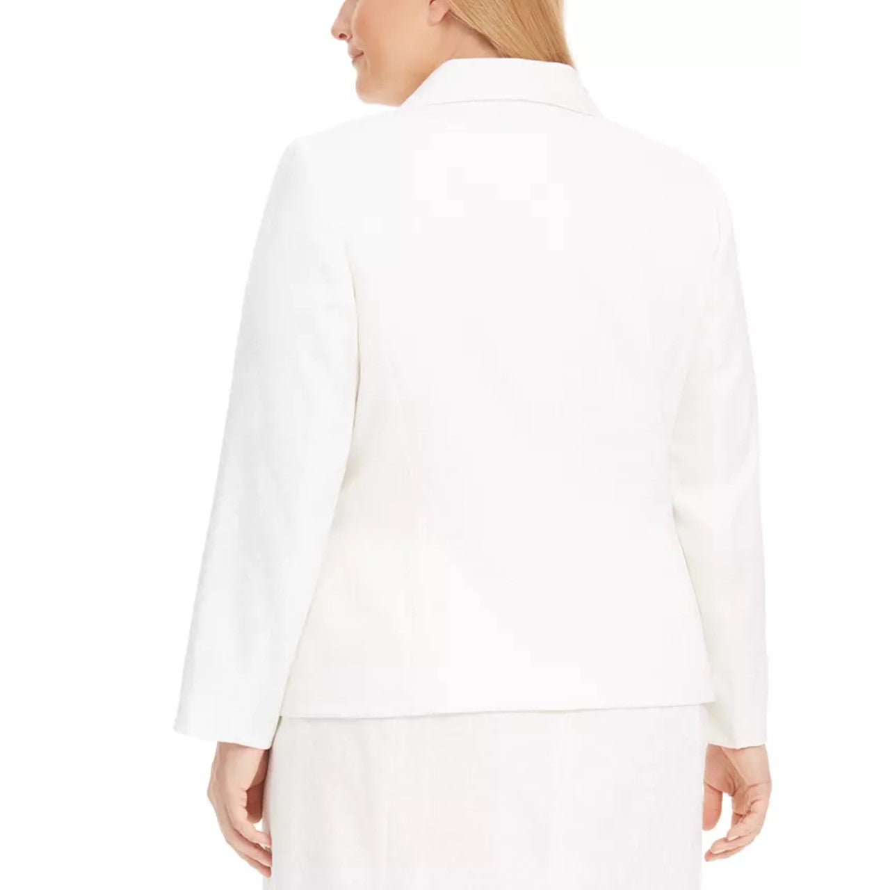 Blazer feminino plus size Kasper com gola xale e estampa animal em jacquard, tamanho Vanilla Ice, tamanho 14W