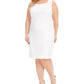 Vestido feminino plus size Kasper com estampa animal e bainha jacquard, branco, tamanho 22
