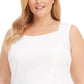 Vestido feminino plus size Kasper com estampa animal e bainha jacquard, branco, tamanho 22
