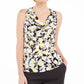 Blusa feminina Kasper com decote drapeado e estampa floral, tamanho médio, amarelo, tamanho extrapequeno