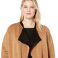 Cardigan feminino Anne Klein Drapey com abertura frontal marrom, tamanho pequeno