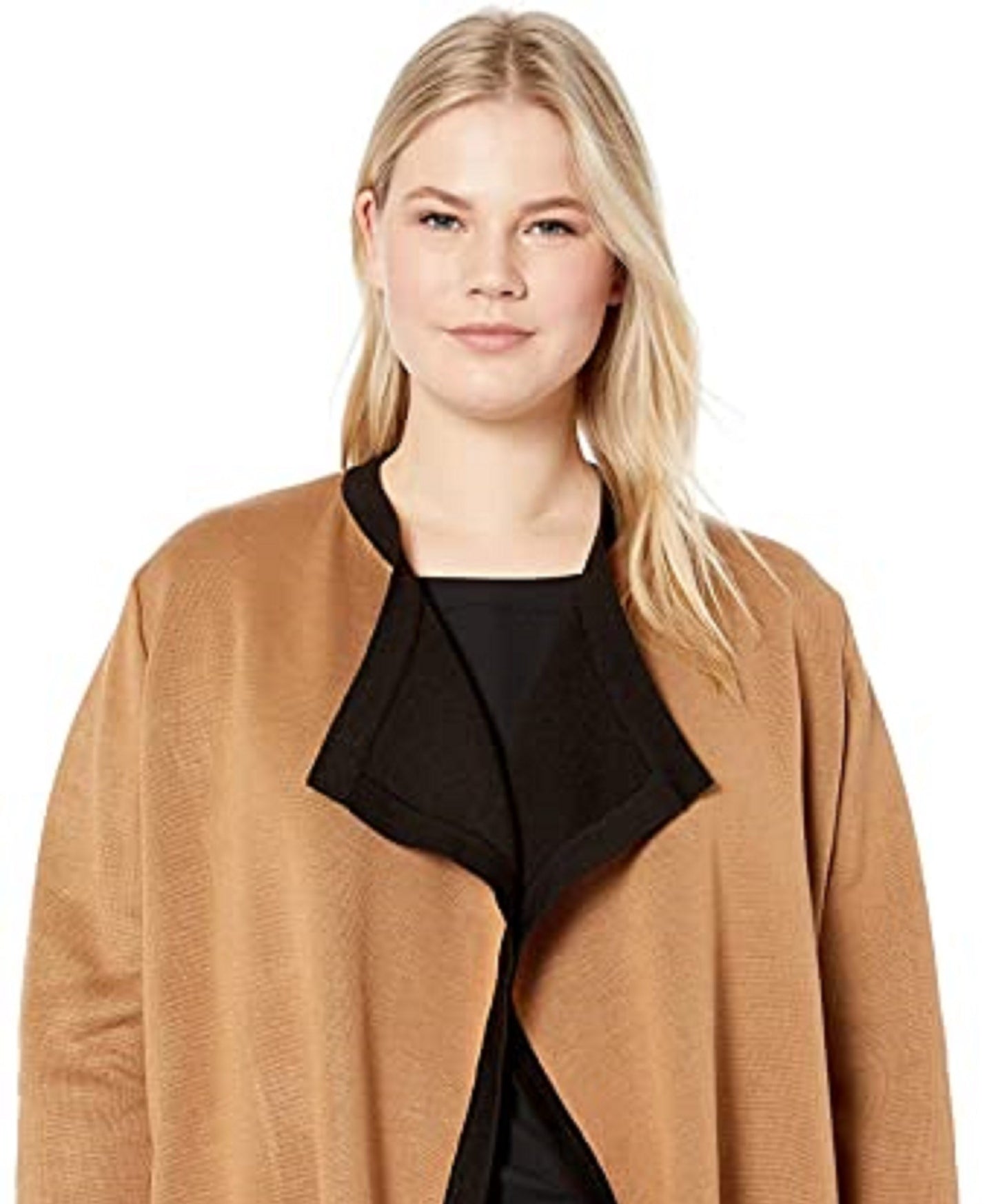 Cardigan feminino Anne Klein Drapey com abertura frontal marrom, tamanho pequeno