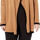 Cardigan feminino Anne Klein Drapey com abertura frontal marrom, tamanho pequeno
