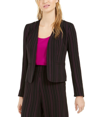 Bar III Women's Striped Open-Front Jacket Black Size XX-Small