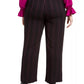 Calça feminina listrada plus size da Bar III, perna larga, preta, tamanho 16 W