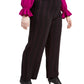 Calça feminina listrada da moda Bar III, perna larga, preta, tamanho 20W