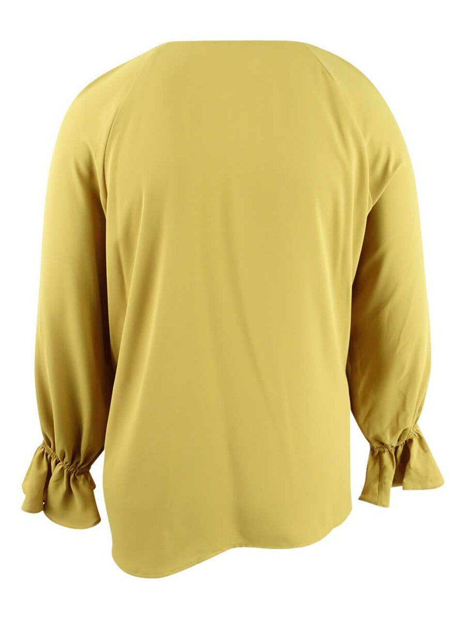 Blusa plissada feminina Bar III com manga sino, cor açafrão, tamanho extra pequeno