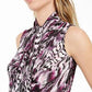 Blusa feminina Bar III com estampa de amarrar e decote redondo, rosa brilhante, tamanho médio