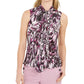 Blusa feminina Bar III com estampa de amarrar e decote redondo, rosa brilhante, tamanho médio