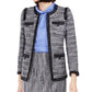 Jaqueta de tweed com acabamento contrastante feminina Anne Klein, preta, tamanho 2