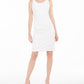Vestido justo metálico canelado feminino Kasper, cor marfim, tamanho 10