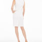 Vestido justo metálico canelado feminino Kasper, cor marfim, tamanho 10