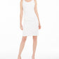 Vestido tubinho metálico canelado feminino Kasper, branco, tamanho 10