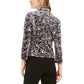 Blazer de veludo com estampa animal feminino Bar III, tamanho 6, carvão