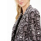Blazer de veludo com estampa animal feminino Bar III, tamanho 6, carvão
