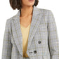 Blazer xadrez falso trespassado Bar III feminino cinza tamanho 0