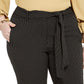 Calça feminina listrada plus size Bar III com amarração na cintura, preta, tamanho 16 W