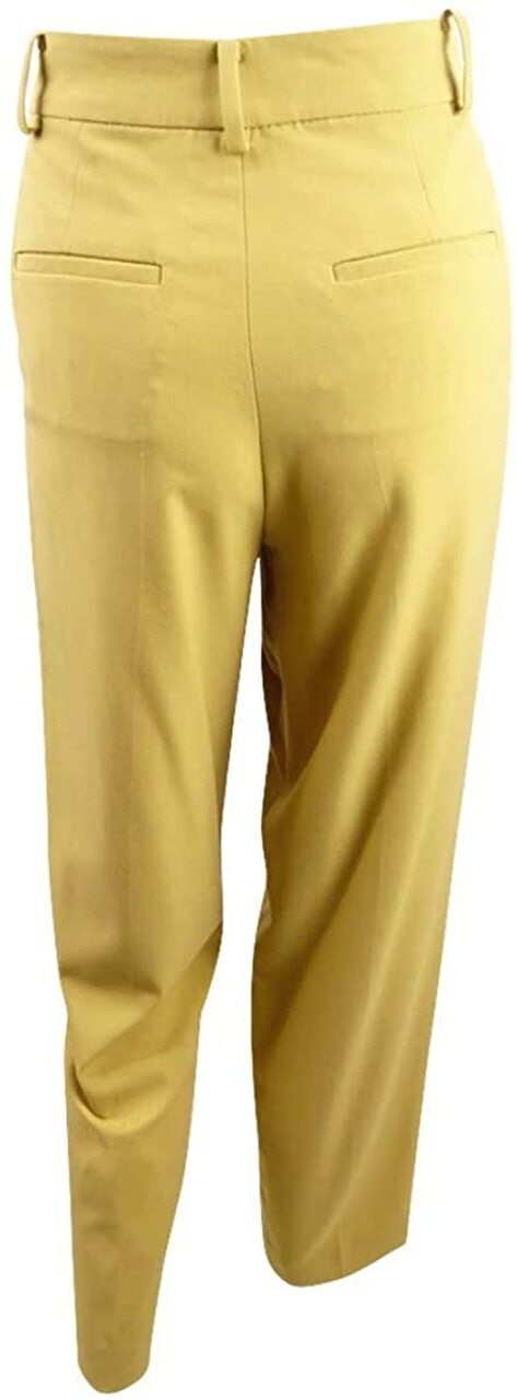 Calça plissada feminina Bar III com botões frontais, marrom, tamanho 12