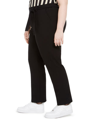 Bar III Women's Trendy Plus Tie-Waist Pants Black Size 2 Extra Large