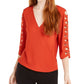 Blusa envolvente com mangas treliçadas BCX Juniors, laranja queimado, tamanho extra pequeno