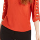 Blusa envolvente com mangas treliçadas BCX Juniors, laranja queimado, tamanho extra pequeno