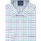 Camisa social xadrez Eagle masculina clássica/regular, sem passar a ferro, com gola flexível, azul, tamanho 16x34-35