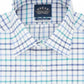 Camisa social xadrez Eagle masculina clássica/regular, sem passar a ferro, com gola flexível, azul, tamanho 16x34-35