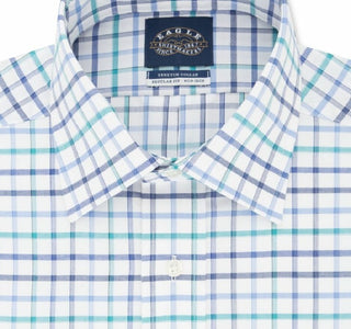 Eagle Men's Classic/Regular-Fit Non-Iron Flex Collar Check Dress Shirt Blue Size 16X34-35