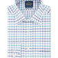 Camisa social xadrez Eagle masculina clássica/regular, sem passar a ferro, com gola flexível, azul, tamanho 17,1/2x34-35