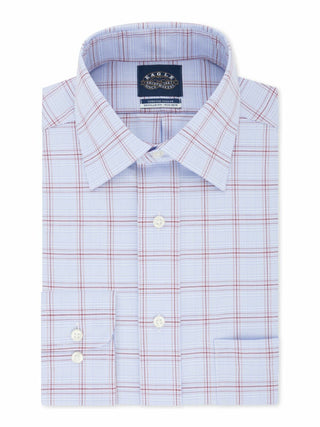 Eagle Men's Regular Fit Non-Iron Stretch Collar Check Dress Shirt Blue Size 15.5x34-35