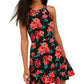 Vestido feminino BCX com babados e estampa floral, vermelho, tamanho 5